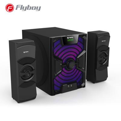 China 80W USB/AUX/FM/Multimedia Wireless System 2.1Channel RGB Colorful Light Speaker 80W Black Woofer 8