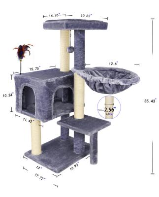 China Hot Selling Viable and High Quality Plush Cat Tree with Jumping Platform for Medium Cats for sale