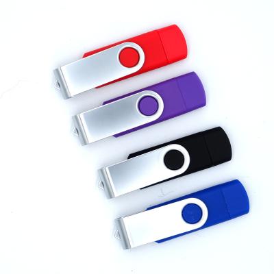 China Rectangle 2022 Swivel 2 in 1 OTG USB 2.0/3.0 USB Stick Drives Custom Flash Memory U Disk Drive 8GB 16GB 32GB 64GB USB for sale