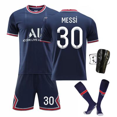 China New Paris No.7 Mbappe No.10 Neymar home no.30 Messi 21-22 jersey football suit quick dry with socks for sale