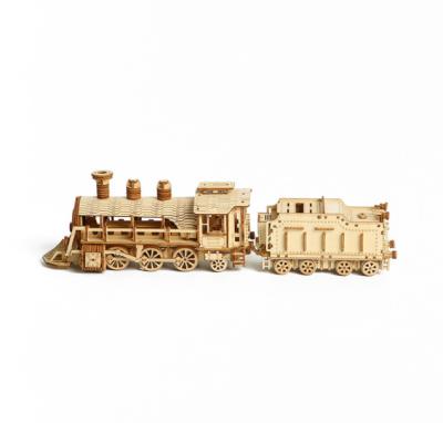 China Wooden Cartoon Toy 3D Puzzle For Adult-Mechanical Train Model Kits-Brain Teaser Puzzles-Vehicle Building Kit-Unique Gift For Kids for sale