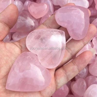 China China Rose Quartz Heart Carving Natural Pink Crystal Heart Shape Pendant for sale