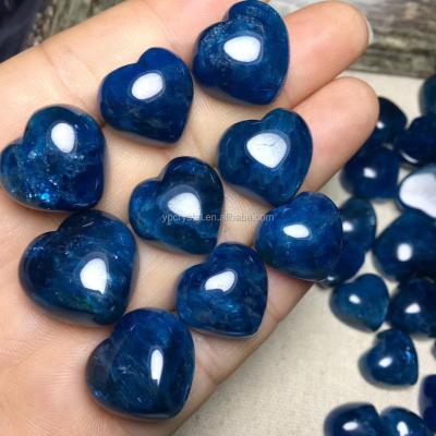 China China For Decoration Apatite Natural Blue Jewelry Crystal Heart Pendant Necklace for sale