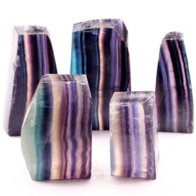 China Good Quality Rainbow Fluorite Crystal Quartz Point Fluorite Slice Stone Decoration From China for sale