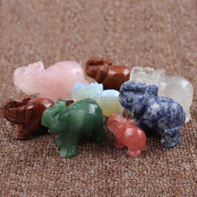 China China Pink Crystal Carving Elephant White Elephant Natural Crystal Animals Craft Wholesale for sale