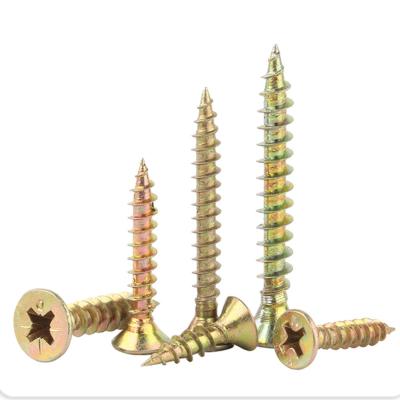 China Round Yellow Zinc Countersunk Head DIN7505 self-tapping screws Chipboard Screw For Wood for sale