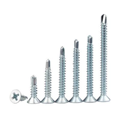 China Flat Blue Zinc Countersunk Flat head self drilling screw set screws tornillos autoroscante for sale