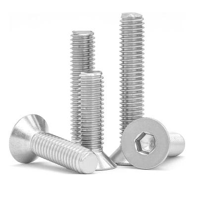 China Stainless steel Factory wholesale countersunk head Screw Stainless Steel 304 flat head hexagonal socket bolt titanium bolts for sale