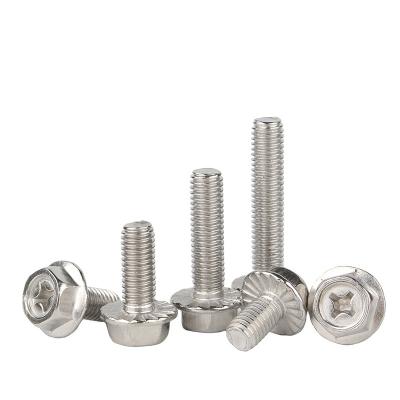 China Stainless steel High Strength Stainless Steel cross flange screw hexagon flange bolt hexagonal anti-loose sliding screw Hex Flange Head Screw for sale