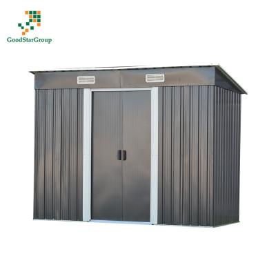 China Easily Assembled Outdoor Steel Storage Shed With Slanted Metal Roof Garden Shed for sale