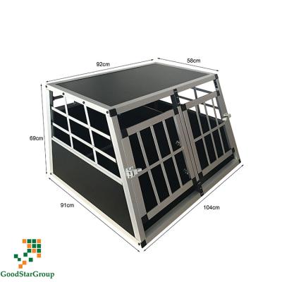 China Durable ALUMINUM Double Door Dog Cage Transport Car Travel Cage for sale