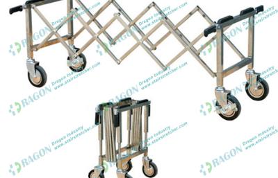 China Equipo fúnebre de plata del acero inoxidable que dobla la carretilla mortuoria con cuatro manijas en venta