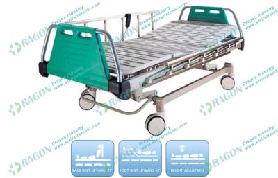 China 3 Function ICU Rolling Electric Hospital Bed With Detachable Aluminium Guardrails for sale