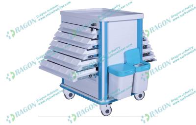 China ABS plastic and Steel hospital dressing trolley with Litter Basket and Drawers for sale