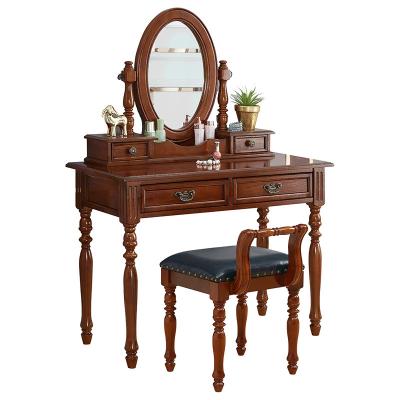 China (Other) retro dressing table European style small apartment adjustable simple and modern solid wood dressing table for sale