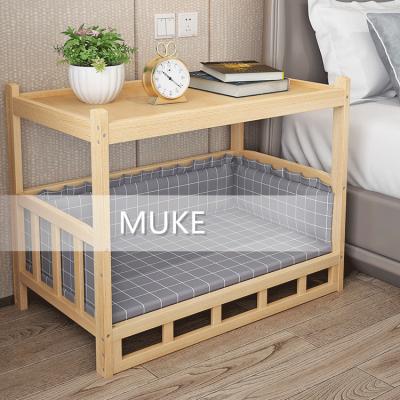 China Factory direct sale simple and modern (on the other) solid wood adjustable pet bed with removable bedside table for sale