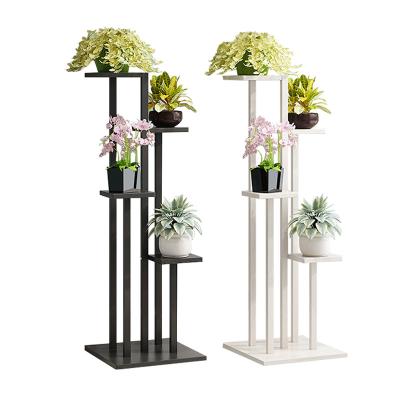 China Modern Multifunctional Floor-standing Plant Balcony Living Room Solid Wood Flower Stand Multilayer Space-Saving Rack for sale