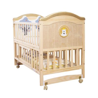 China European-style newborn bed without lacquer modern solid wood crib, multi-functional mobile hutch, large quilting bed for sale