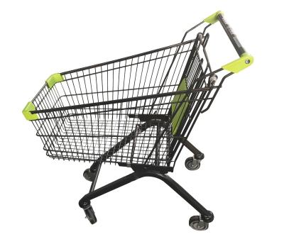 China High Quality Unfolding Powder Coating Supermarket Shopping Trolley Black Shopping Trolleys For A100 for sale