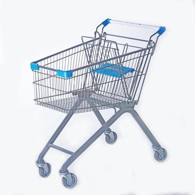 China High Quality Steel Unfolding 80L Supermarket Shopping Trolley Customized Color And LOGO for sale