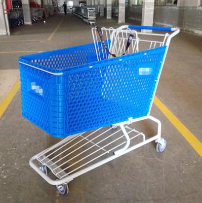 China Durable Powder Plated Style Plastic Shopping Trolley Outdoor Handling Folding Trolley for sale