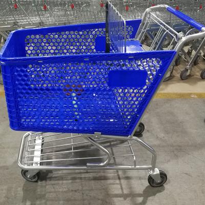 China 2021 newly antirust popular plastic trolley shopping carts with safty belt for sale