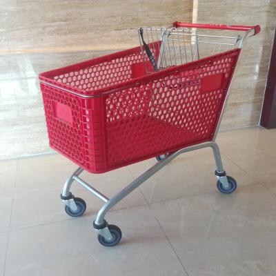 China Unfolding Plastic Green 210L Supermarket Trolley Shopping Trolley for sale