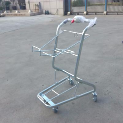 China Yirunda Unfolding Galvanized Supermarket Basket Trolley with 2 Plastic Baskets for sale