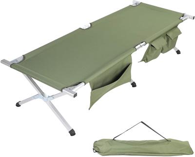 China Portable & folding lightweight aluminum camping crib with side pockets and storage bag portable folding crib bed for sale