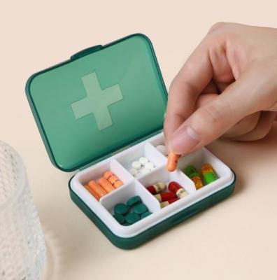 China Tablet Medicine Storage Pill Box 6 Compartment Travel Plastic Pill Case Organizer Dispenser for sale