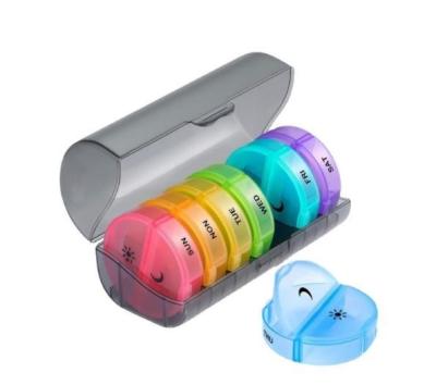 China Color Transparent Plastic 2 Weeks Pill Box 14 Case Portable Pill Storage Container for sale