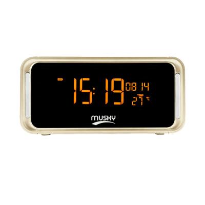 China DY33 TWO Wireless Alarm Clock Temperature Display Woofer Ceiling Car MUSKY Speaker for sale