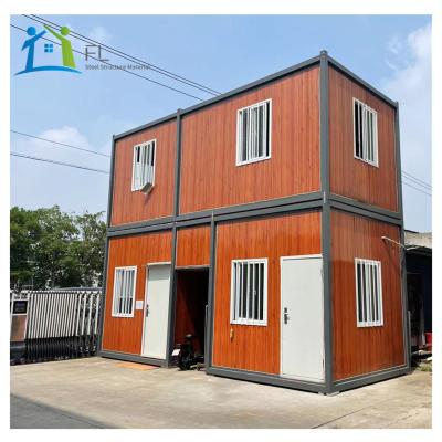 China Modern Customized Quick House Two Floors Assembly Factory Prefab Modular Flat Pack Container House With Stairs for sale