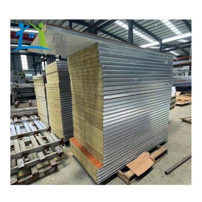 China Modern Factory Fireproof House Insulation Structural Steel Metal Slag Glass Rockwool Filled Sandwich Wall Panels for sale