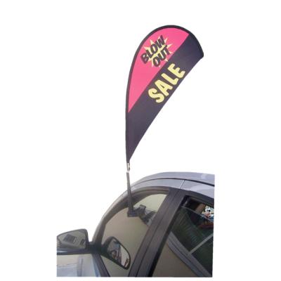 China Dye Sublimation Printing Patent Teardrop Mini Flag, Plastic Mini Clips Car Window Banner Display For Advertising for sale