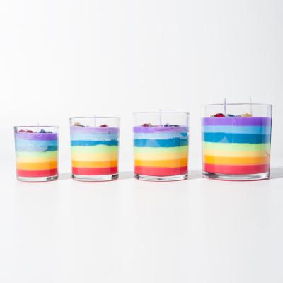 China Birthdays OEM Manufacturer Customized Size Crystal Candles Colored Handmade Candle With Glass Jar for sale