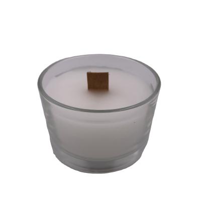 China Wholesale Private Label Scented Scented Candles With Clear Glass Candle Jar Wooden Wick for sale