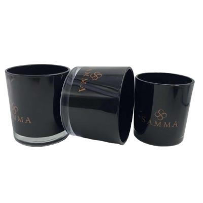 China Home decoration wholesale private label custom logo 5-10oz empty candle jars natural black glass candle holder for sale