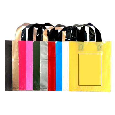 China Security Matched Less Moq Poly PE Plastic Shopping Bag With Handle With Logo Custom For Clothes for sale