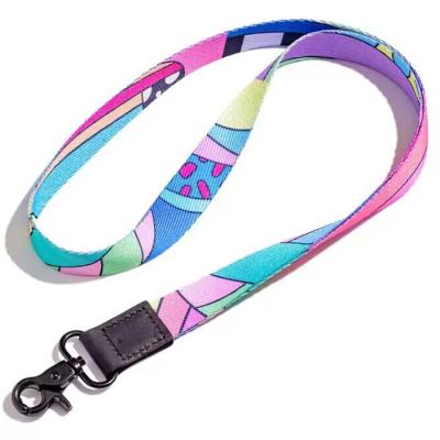 China New Durable 2023 Wholesale High Quality Custom Made Kofei Heat Transfer Polyester Leather Key Chain Lanyard for sale