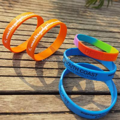 China New Logo Print Silicone Bracelets Personalized Kofei Waterproof Customized Silicone Rubber Wristband for sale