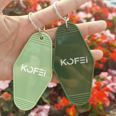 China Durable Custom Keychains Vintage Hotel Key Chain Kofei Motel Kofei Luggage Tag Key Tag Personalized Key Chain Bulk for sale