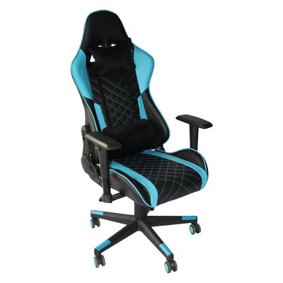 China Adjustable (height) racing gamer gaming chair foldable blue leather PU gaming chair cheap for sale