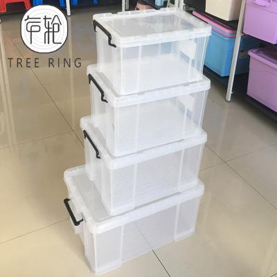 China Big 700*480*380mm Plastic Lightweight Robust Stackable Really Useful 84 Litre Storage Box, Clear for sale