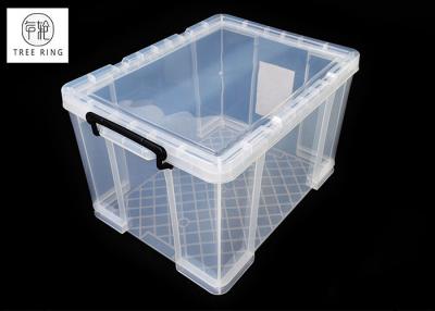 China 70L Office Media Clear & Transparent Plastic Lightweight Robust Stackable Storage Box With Lids and Handle for sale