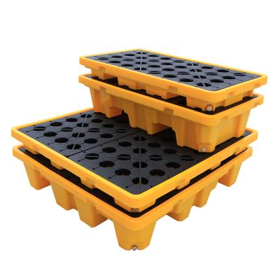 China Wholesale Customizable Containment Liquid Detachable 1300*1300*300 4 drum Spill Pallet For Moving for sale