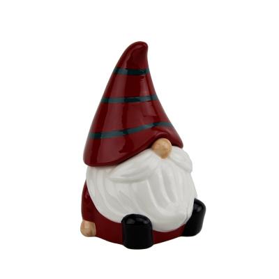 China Viable Christmas Gnome Ceramic Statue Pot Decorative Canister for sale