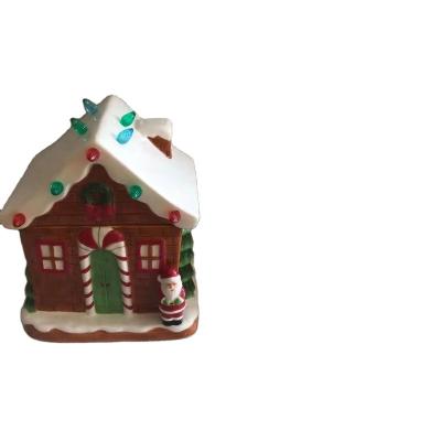 China Christmas House Christmas Home Cookie Storage Jar Ceramic Candy Jar Cookie Storage Jar for sale