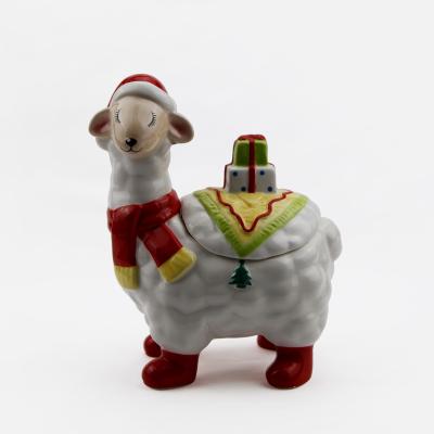 China Llama ceramic cookie jar for Christmas decoration 17*10.5*20.3cm for sale