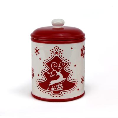 China Christmas Ceramic Creative Ceramic Canister Jar Storage Cookie Container For Home Decor for sale